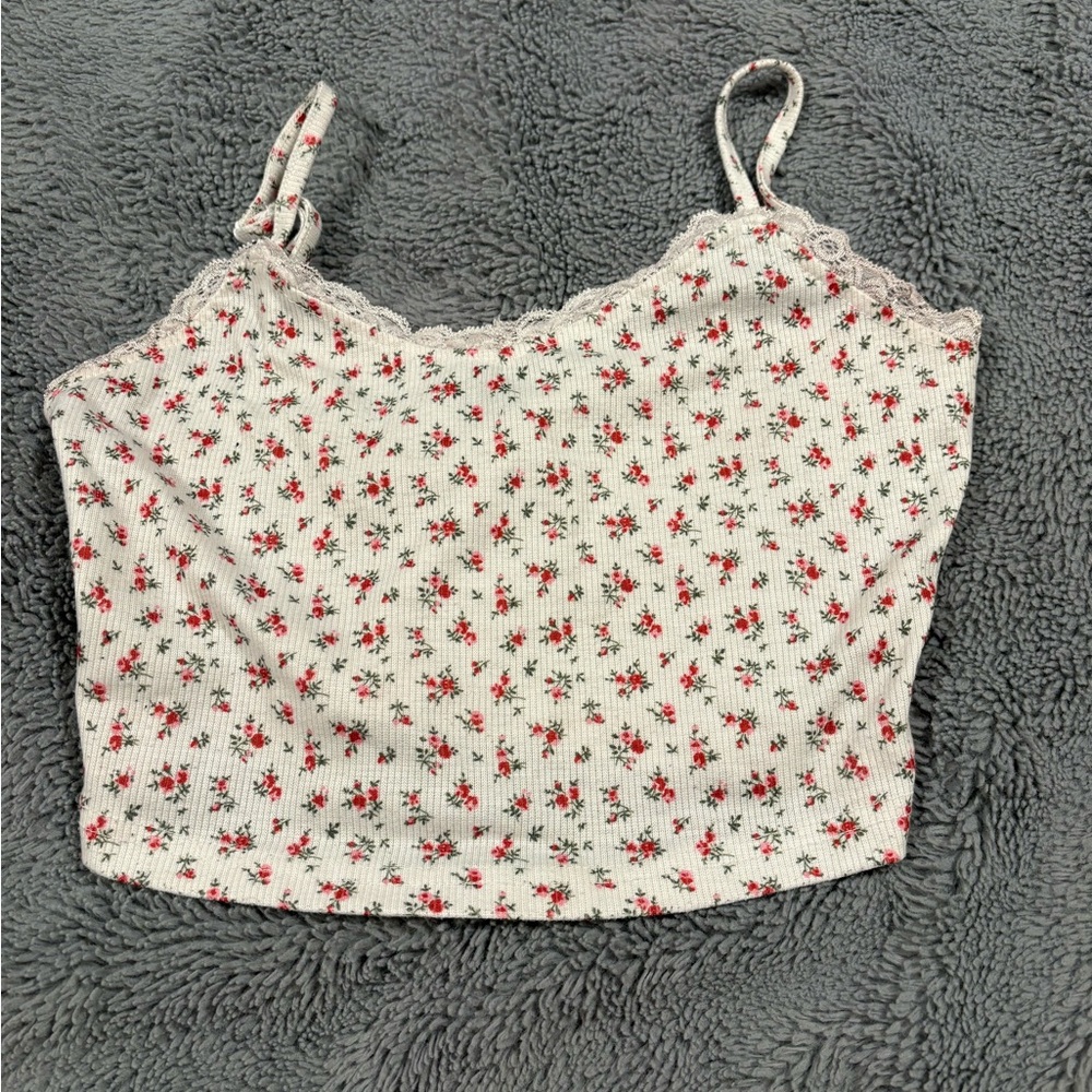 SHEIN Red Floral Lace Cami Top